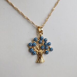 JH Tree of life Evil Eye necklace on chain gold filled